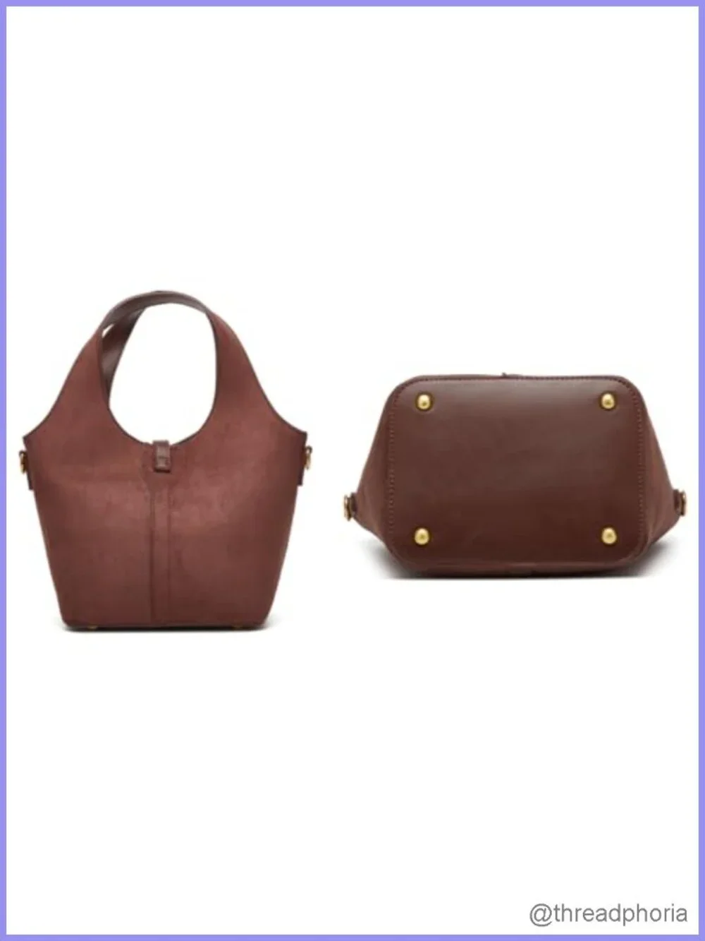 Vegan Leather Bucket Bag Shoulder Crossbody Purse Fashion Hobo Tote